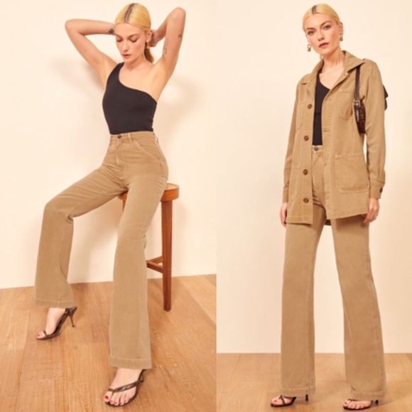 Reformation Pants - ⛔️SOLD⛔️Reformation High Rise Wide Leg Trouser Jean In Wheat Tan Size 30